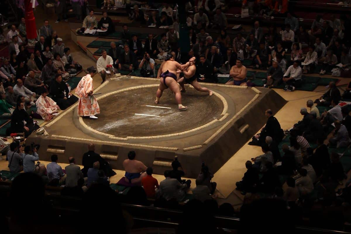 wrestlers at Sumo match Tokyo