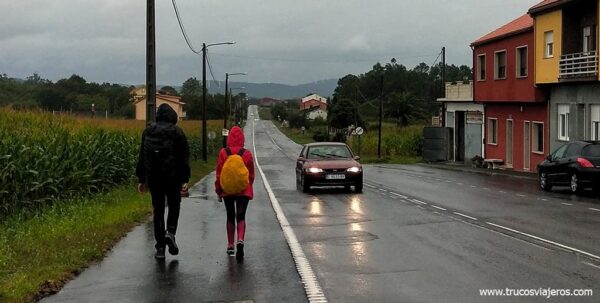 Camino de Santiago con lluvia